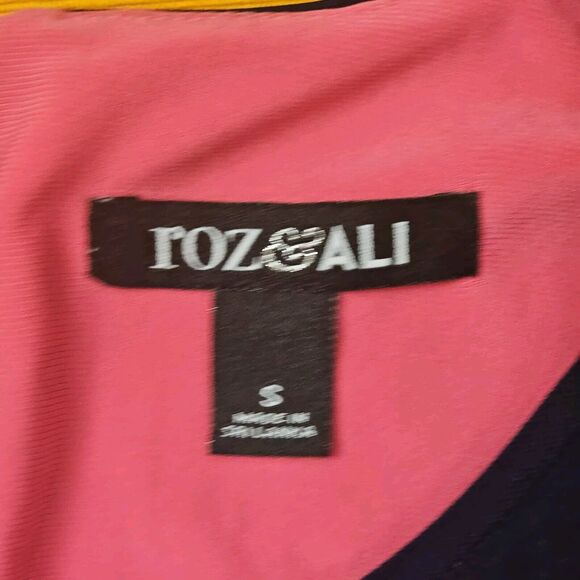 Women's Modest Dress Sz S W/Pockets Navy / Pink Colorblock Tulip Sleeve - Picture 6 of 10